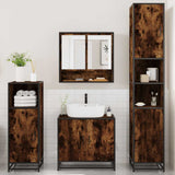 ZNTS 4 Piece Bathroom Furniture Set Smoked Oak Engineered Wood 3301217