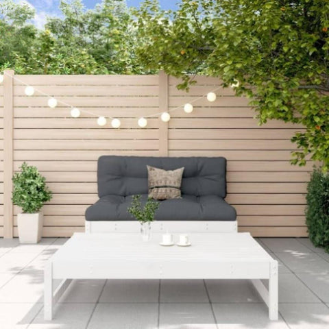 ZNTS 2 Piece Garden Lounge Set White Solid Wood Pine 825724