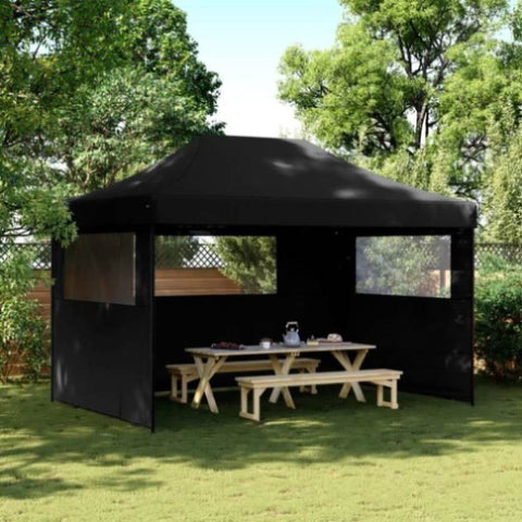 Foldable Party Tent Pop-Up with 3 Sidewalls Black 4005022