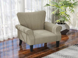 Upholstered Accent Chair with Rolled Arms and Wood Legs, Armchair for Living Room Bedroom, Beige T3398P329554