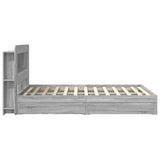 Bed Frame with Storage Grey Sonoma 140 x 200 cm Engineered Wood 3433662