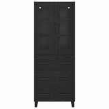 Highboard with Drawer 2 pcs Black Oak Engineered Wood and Glass 3416221