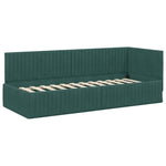 Corner Bed Frame with Headboard Dark green 80 x 200 cm Velvet 42016248