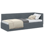 Corner Bed Frame with Headboard Dark grey 80 x 200 cm Velvet 42016247