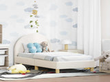 Toddler Bed Frame with Headboard Cream 70 x 140 cm Sheep Fabric 42011024