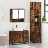 3 Piece Bathroom Furniture Set Smoked Oak Engineered Wood 3301112