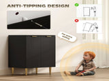 Sideboard Buffet Cabinet, Modern Kitchen Storage Cabinet with Adjustable Shelves and Metal Legs, T3398P551637