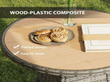70 cm Wood-Effect Rattan Garden Table - Natural Wood Finish T3398P553234