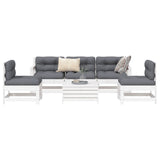 6 Piece Garden Sofa Set White Solid Wood Pine 3250729