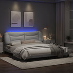 ZNTS Bed Frame with LED Lights White 180x200 cm Super King Faux Leather 3213949