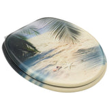 WC Toilet Seats with Lid 2 pcs MDF Beach Design 3056410