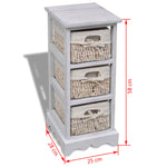 Wooden Storage Rack 3 Weaving Baskets White 240796