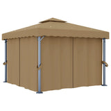 Gazebo with Curtain 3x3 m Taupe Aluminium 3068557