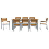Garden Dining Set 9 pcs Grey Solid Acacia Wood 3284350