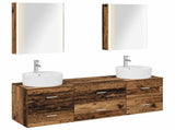 Bathroom Furniture Set 5 pcs Old Wood Engineered Wood and Glass 3406893