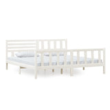 3101174 Bed Frame without Mattress White Solid Wood 200x200 cm