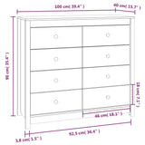 ZNTS Side Cabinet White 100x40x90 cm Solid Wood Pine 821770