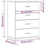 Sideboard Smoked Oak 60x39x80 cm Engineered Wood 840531