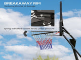 245-305cm Adjustable Basketball Hoop and Stand, with Wheels, Black T3398P349119