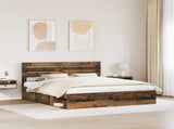 Bed Frame with Headboard Old Wood 200 x 200 cm Solid Pine Wood 3411381