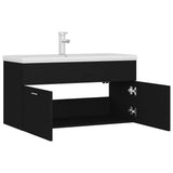 Sink Cabinet with Built-in Basin Black Engineered Wood 3071289