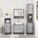 ZNTS 2 Piece Bathroom Furniture Set Grey Sonoma Engineered Wood 3300918