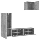 4 Piece TV Wall Units Concrete Grey Engineered Wood 3216503