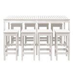 9 Piece Garden Bar Set White Solid Wood Pine 3154766