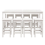 9 Piece Garden Bar Set White Solid Wood Pine 3154766