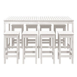 9 Piece Garden Bar Set White Solid Wood Pine 3154766
