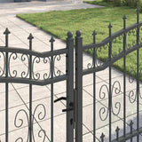 Fence Gate with Spear Top with Lock Grey 305 x 100 cm Steel 42009043