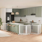 Dog Gate with Door Foldable 6 Panels White 480 cm Poplar Wood 3155677