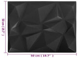 Wall Panels 12 pcs Diamond Black 50 x 50 cm XPS Foam 42046024