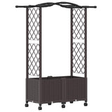 Raised Bed with Trellis and Roof Brown 125 x 40 x 144 cm PP 3423013