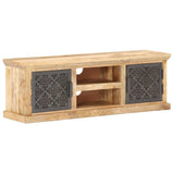 TV Cabinet with Steel Doors 120x30x40cm Solid Mango Wood 289095