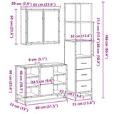 3 Piece Bathroom Furniture Set Smoked Oak Engineered Wood 3301152