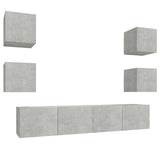 6 Piece TV Cabinet Set Concrete Grey Engineered Wood 3114257