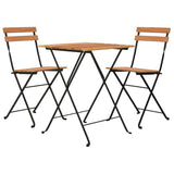 Folding Bistro Set Teak Solid Teak Wood, Powder-Coated Steel Medium 319977