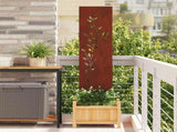 Garden Privacy Screen Floral Rusty 32 x 140 cm Weathering steel 876258