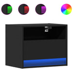 ZNTS Wall-mounted Bedside Cabinet with LED Lights Black 852063