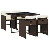 Garden Dining Set Brown Poly Rattan Four-seater Stackable 3211077