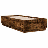 Bed Frame with LED without Mattress Smoked Oak 100x200 cm 3209629