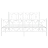 Metal Bed Frame without Mattress with Footboard White 150x200cm 376197