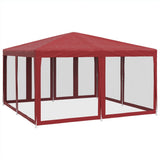 Party Tent with 8 Mesh Sidewalls Red 4x4 m HDPE 4010065