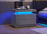 Nightstand LED Bedside Table Cabinet Lights Modern End Side with 2 Drawers for Bedroom T3272P355457