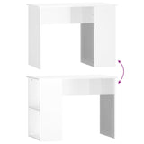 Desk High Gloss White 100x55x75 Engineered Wood 823026