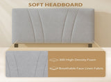 3FT Single Bed Frame with Upholstered Headboard and Underbed Storage, Black and Light Grey T3398P548762