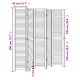 Room Divider 5 Panels White Solid Wood Paulownia 358839
