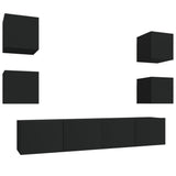 TV Cabinet Set Set of 6 Black Engineered wood 3114255