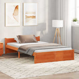 Bed Frame Wax Brown 195.5 x 140.5 x 51 cm Solid Pine Wood 870133